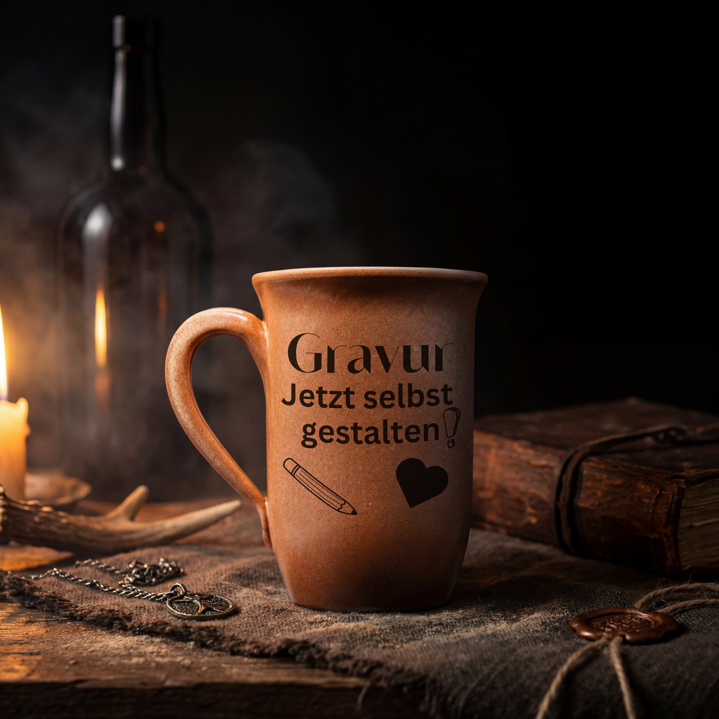 Personalisierte Tontasse 0,4L Sandstein – frei gestaltbar