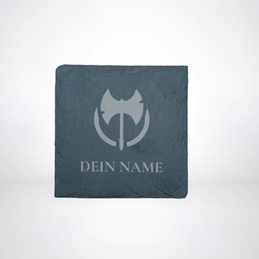 Getränke Untersetzer aus Schiefer - für LARP oder Pen & Paper mit Klassensymbol & Name