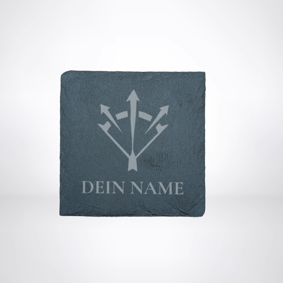 Getränke Untersetzer aus Schiefer - für LARP oder Pen & Paper mit Klassensymbol & Name