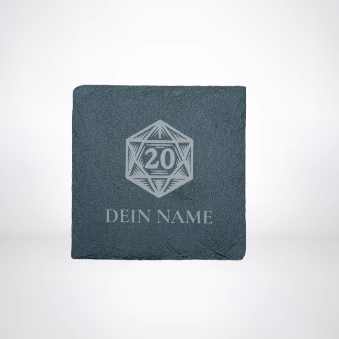 Getränke Untersetzer aus Schiefer - für LARP oder Pen & Paper mit Klassensymbol & Name