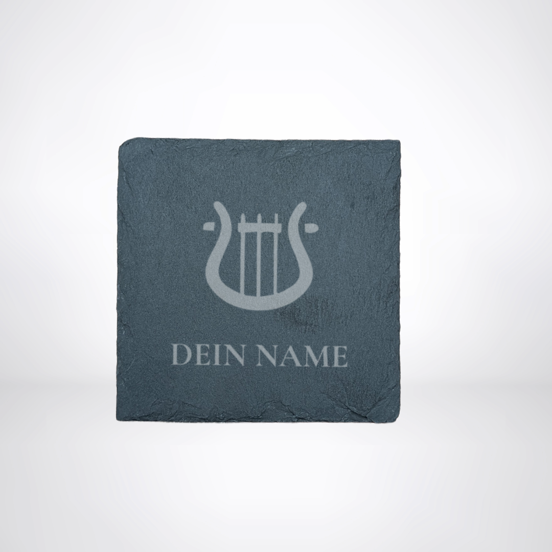 Getränke Untersetzer aus Schiefer - für LARP oder Pen & Paper mit Klassensymbol & Name