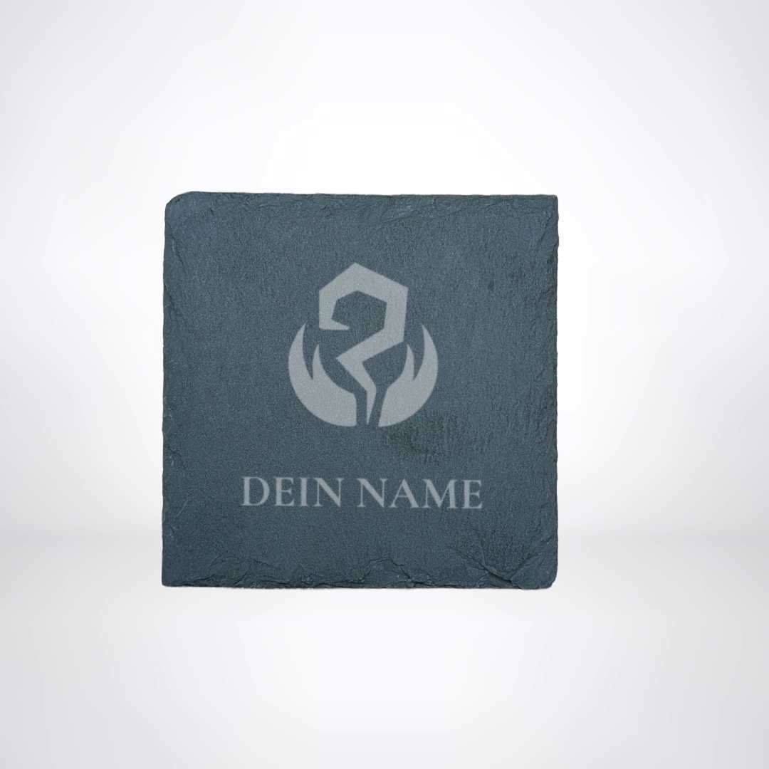 Getränke Untersetzer aus Schiefer - für LARP oder Pen & Paper mit Klassensymbol & Name
