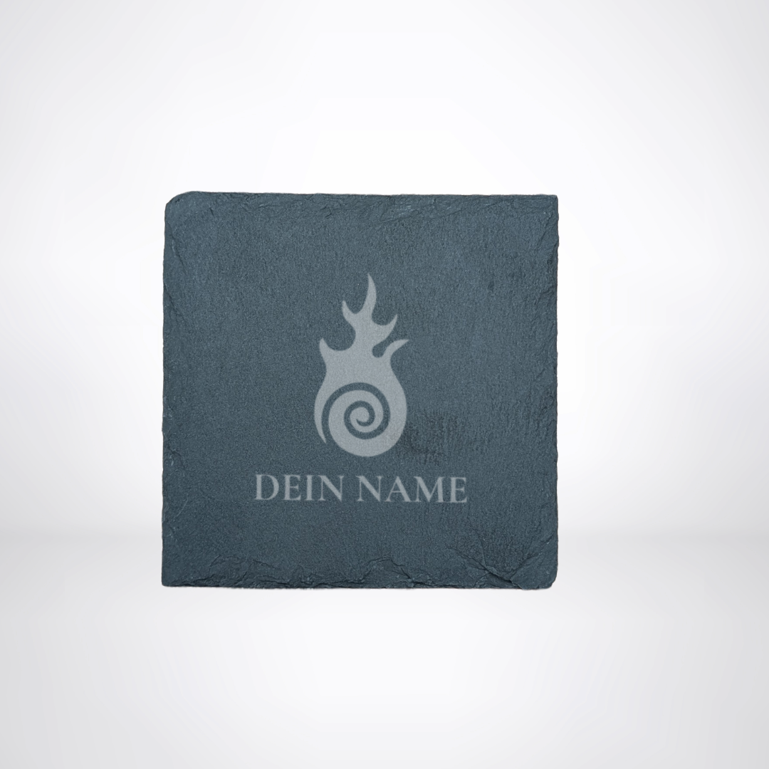Getränke Untersetzer aus Schiefer - für LARP oder Pen & Paper mit Klassensymbol & Name