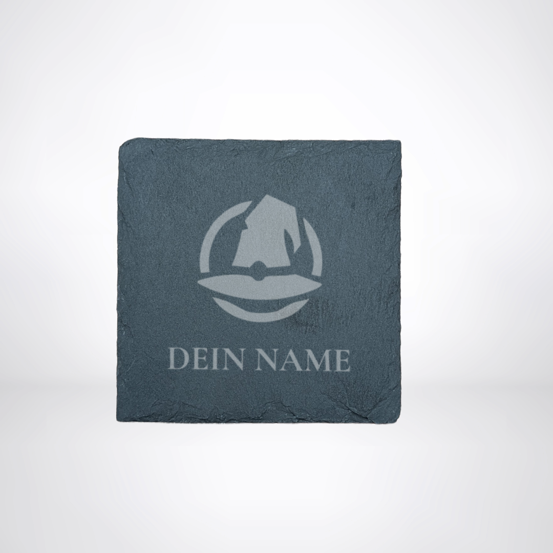 Getränke Untersetzer aus Schiefer - für LARP oder Pen & Paper mit Klassensymbol & Name