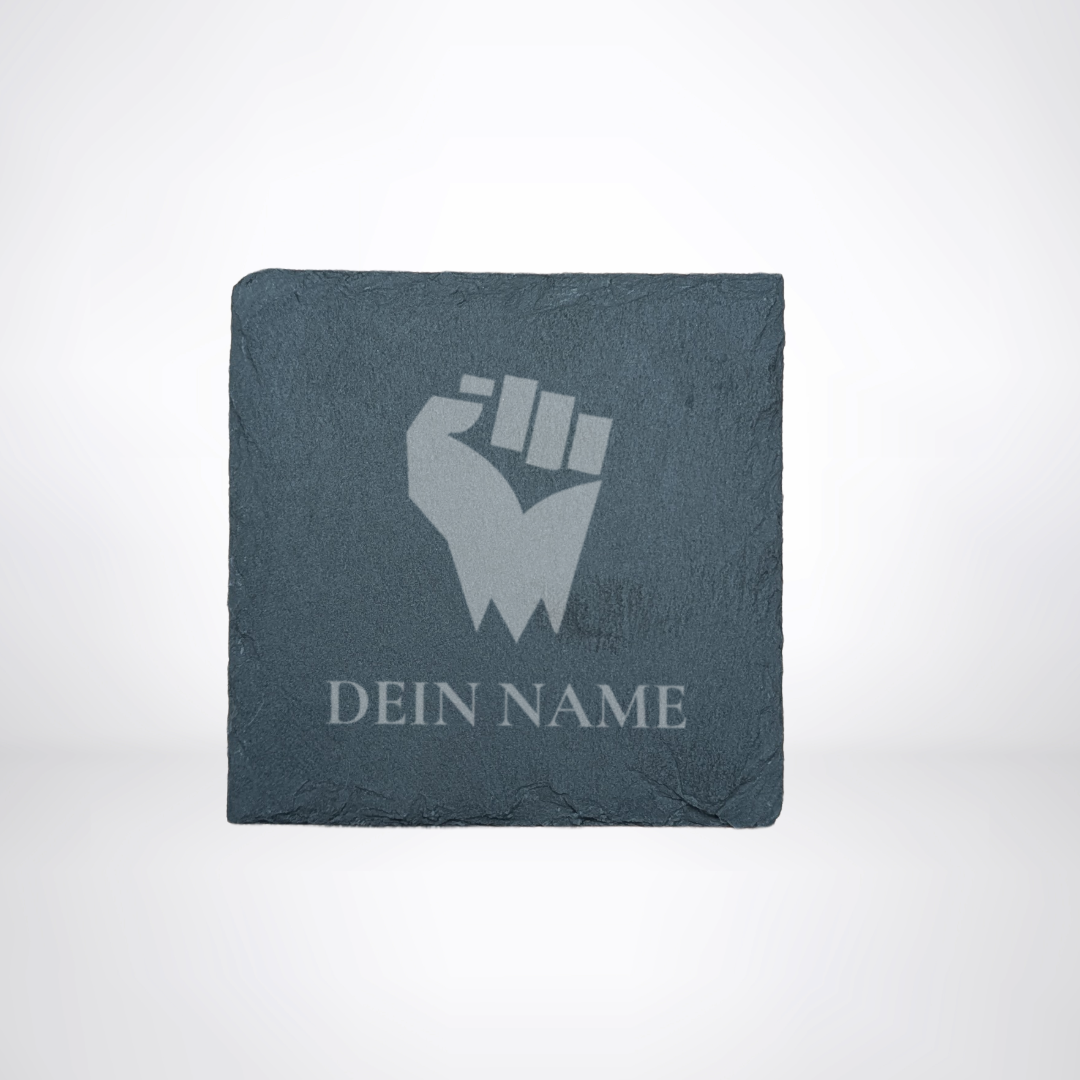 Getränke Untersetzer aus Schiefer - für LARP oder Pen & Paper mit Klassensymbol & Name