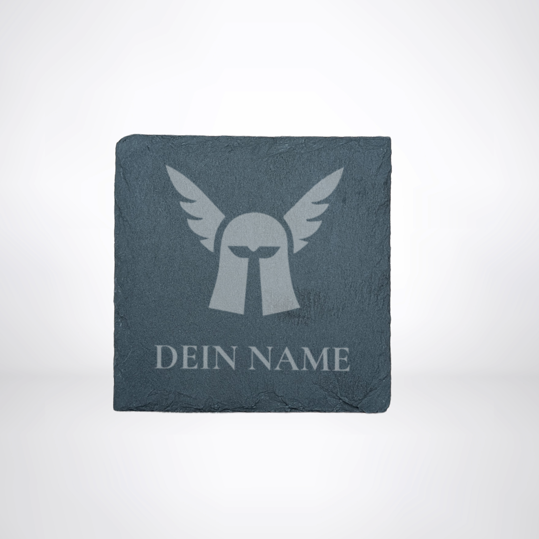 Getränke Untersetzer aus Schiefer - für LARP oder Pen & Paper mit Klassensymbol & Name