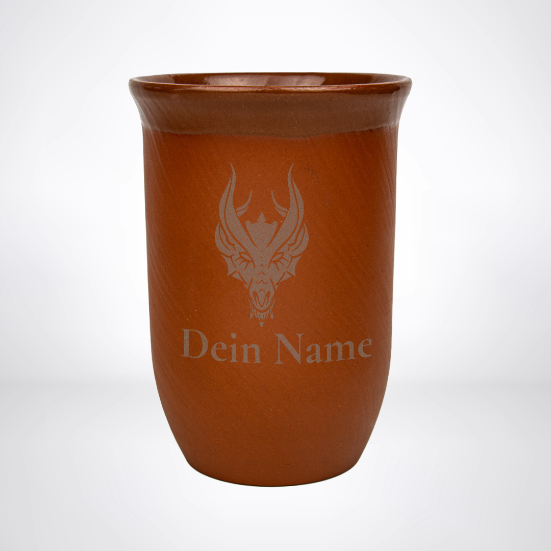 Tonbecher Drache 0,4L – mit Name – Spezies Kollektion – Natur