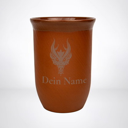 Tonbecher Drache 0,4L – mit Name – Spezies Kollektion – Natur