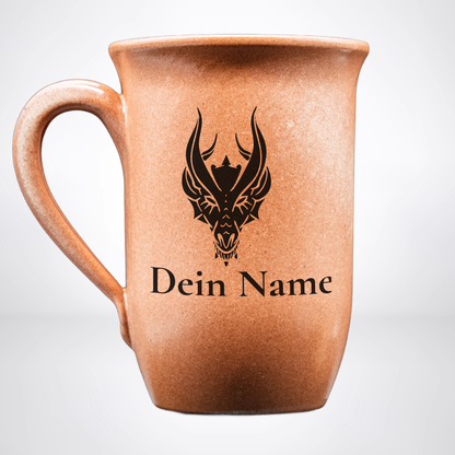 Tontasse Drache 0,4L – mit Name – Spezies Kollektion – Sandstein