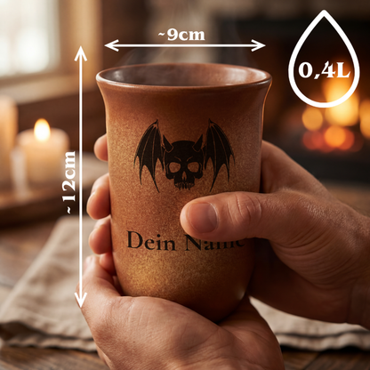 Tonbecher Dämon 0,4L – mit Name – Spezies Kollektion – Sandstein