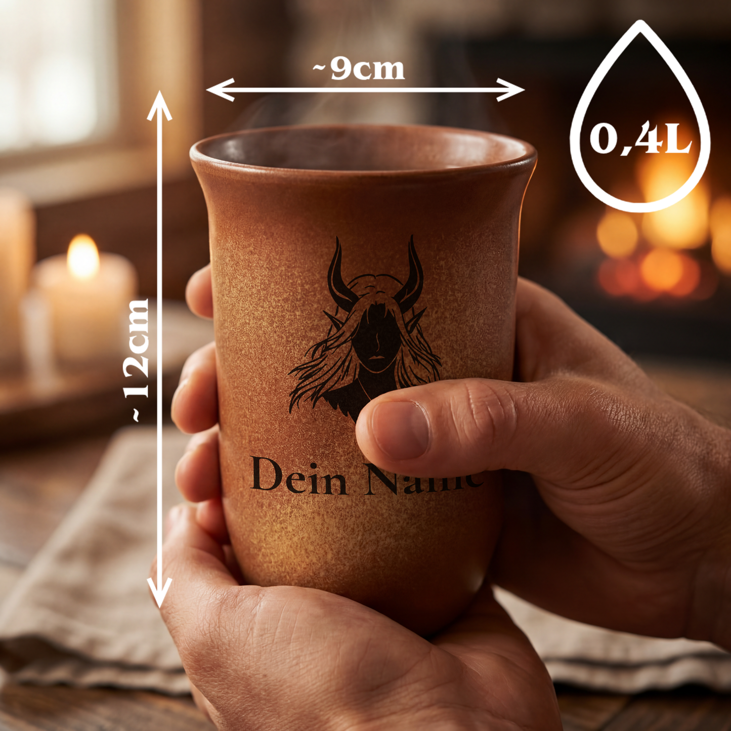 Tonbecher Infernal 0,4L – mit Name – Spezies Kollektion – Sandstein