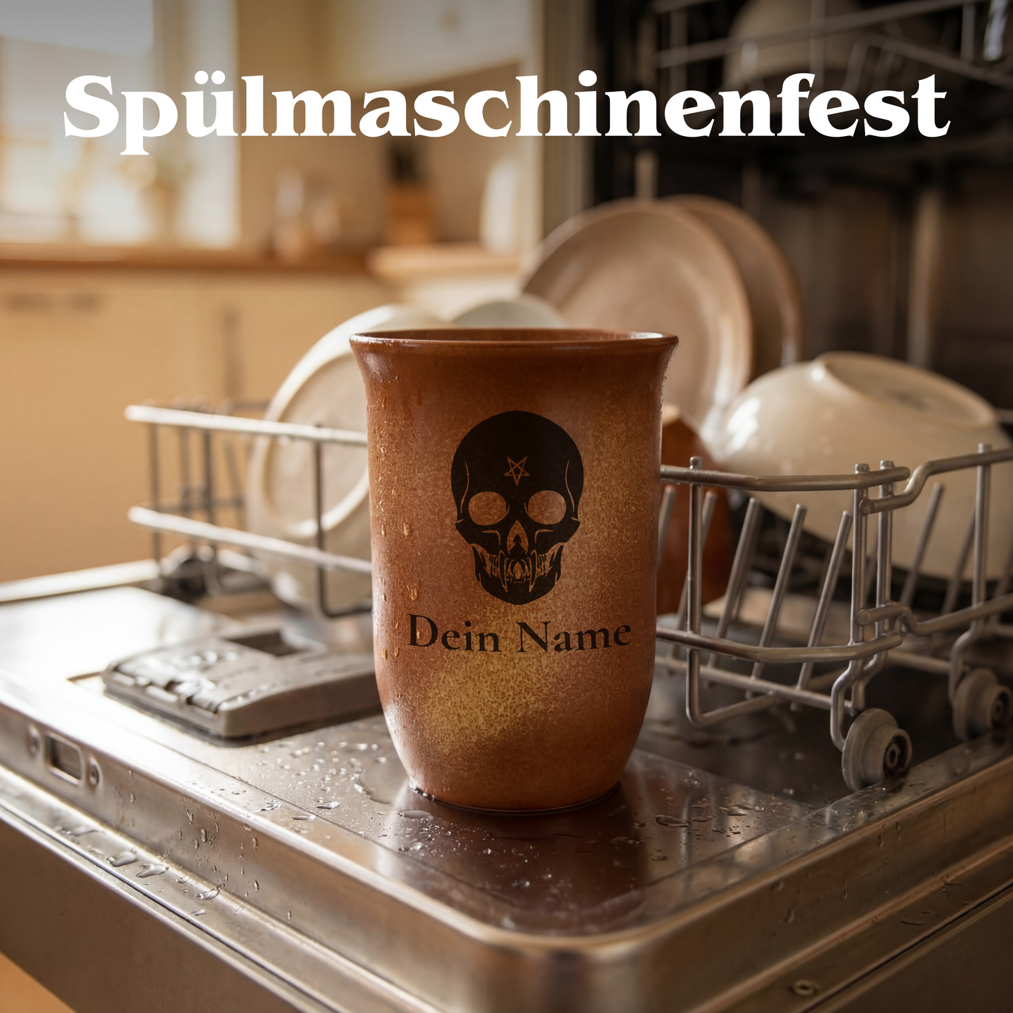 Tonbecher Vampir 0,4L – mit Name – Proficiencies Kollektion – Sandstein