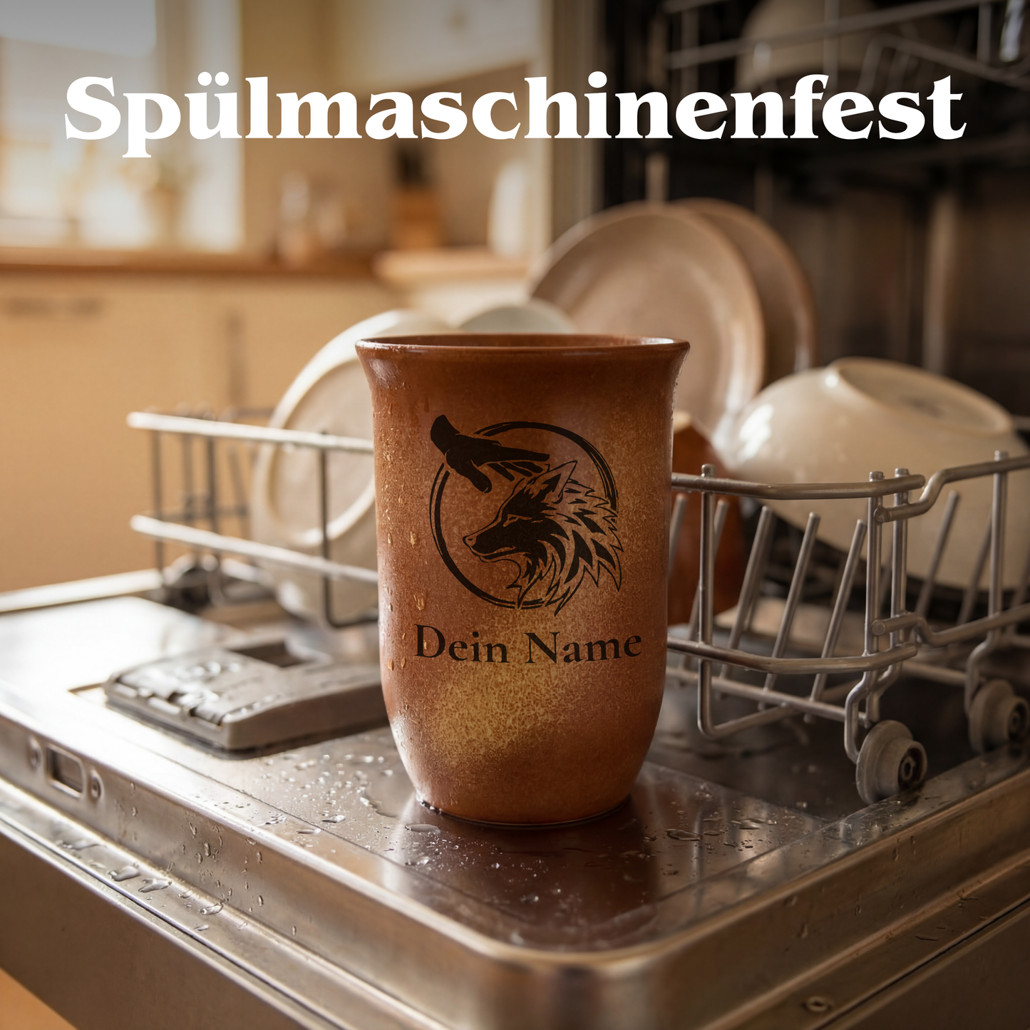 Tonbecher Bestienmeister 0,4L – mit Name – Proficiencies Kollektion – Sandstein