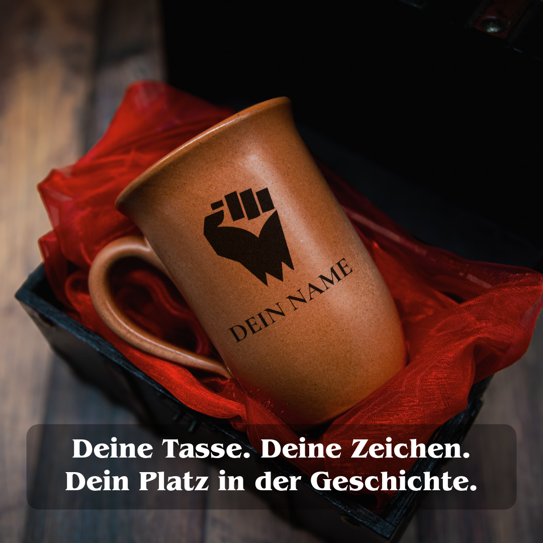 Tontasse 0,4L Mönch – "Sandstein" mit personalisierter Gravur (Symbol + Name)