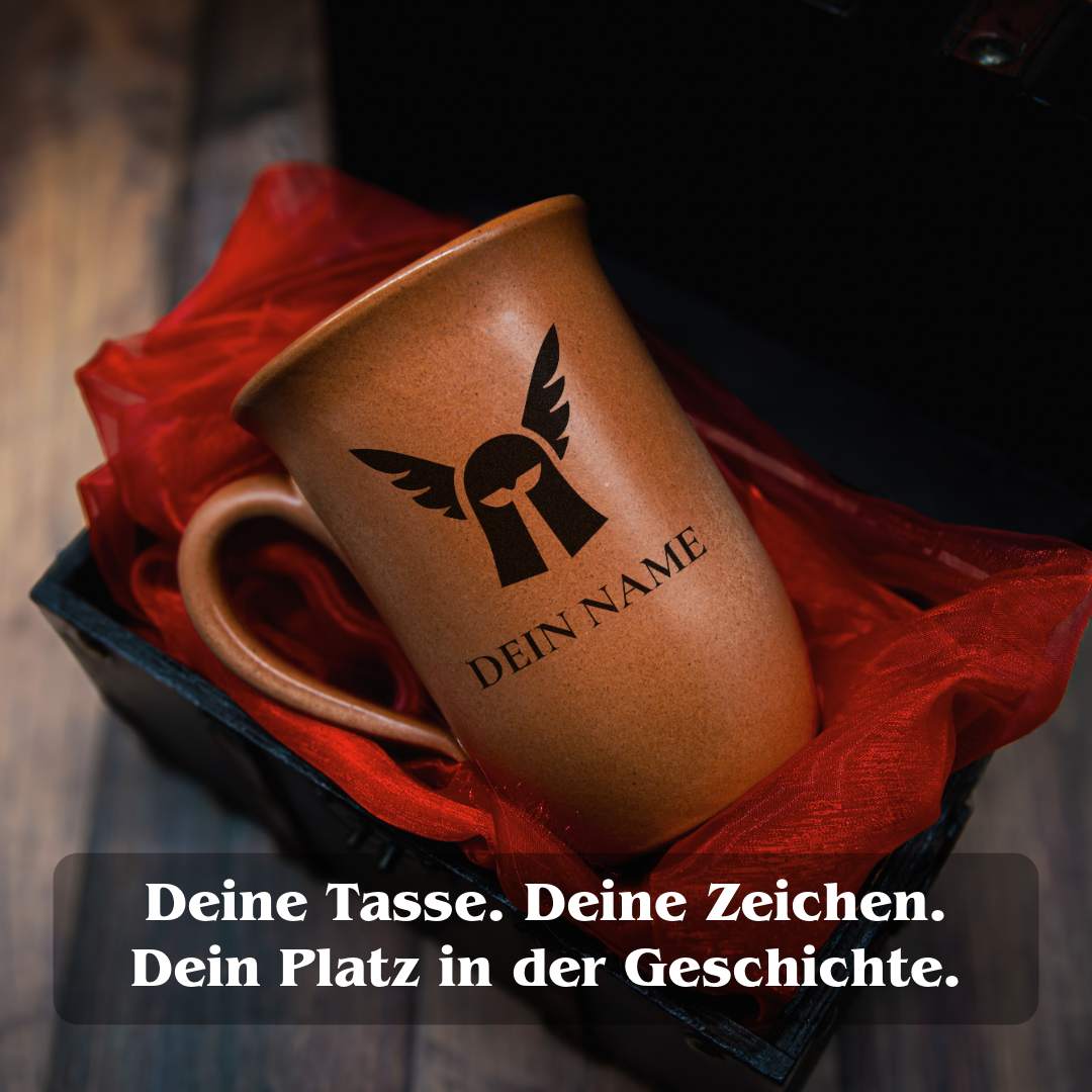 Tontasse 0,4L Paladin – "Sandstein" mit personalisierter Gravur (Symbol + Name)