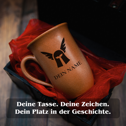 Tontasse 0,4L Paladin – "Sandstein" mit personalisierter Gravur (Symbol + Name)