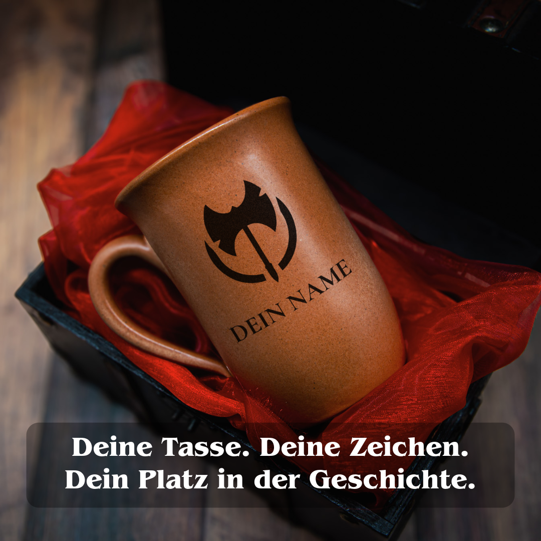 Tontasse 0,4L Barbar – "Sandstein" mit personalisierter Gravur (Symbol + Name)