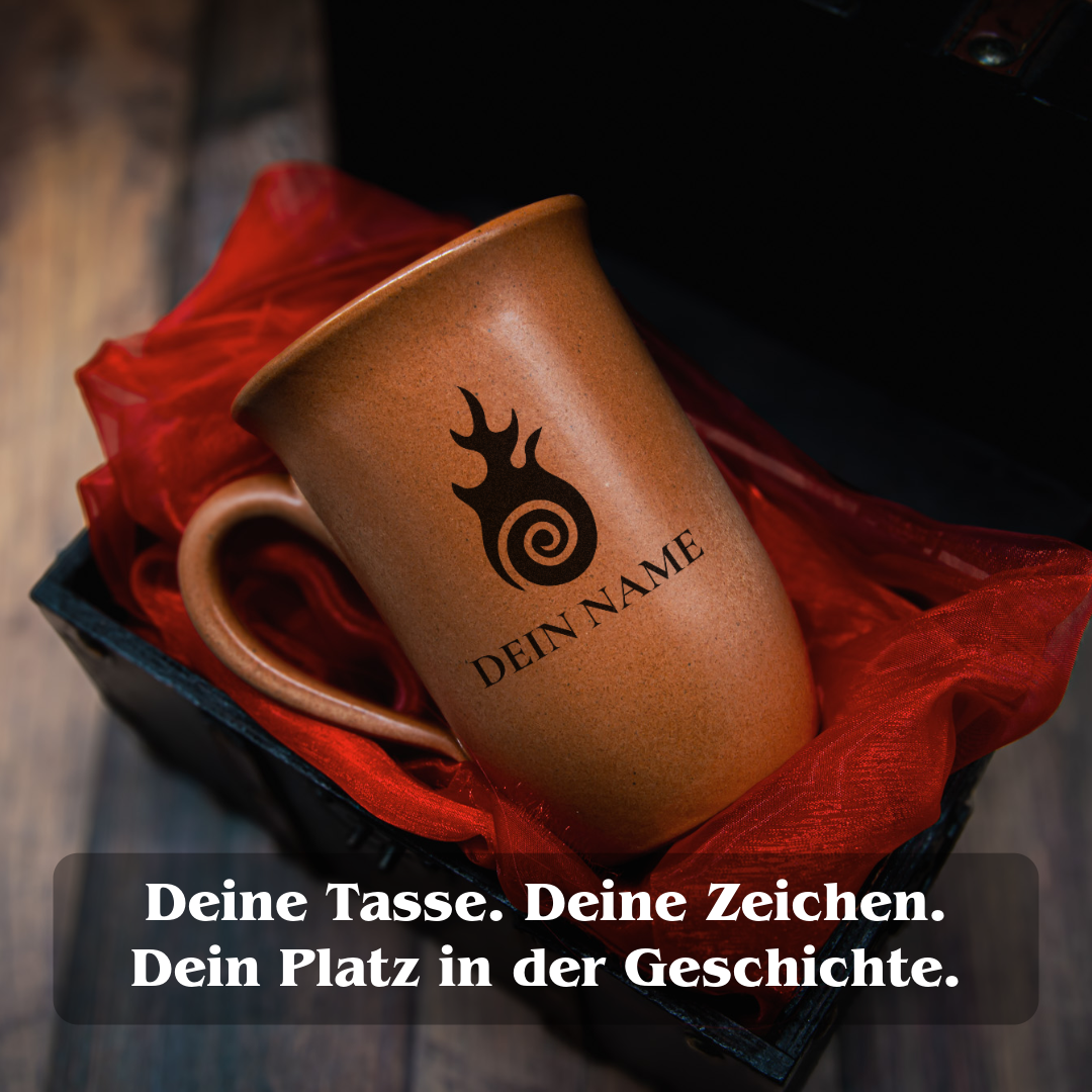 Tontasse 0,4L Hexenmeister – "Sandstein" mit personalisierter Gravur (Symbol + Name)