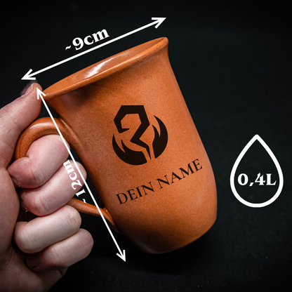 Tontasse 0,4L Druide  – "Sandstein" mit personalisierter Gravur (Symbol + Name)