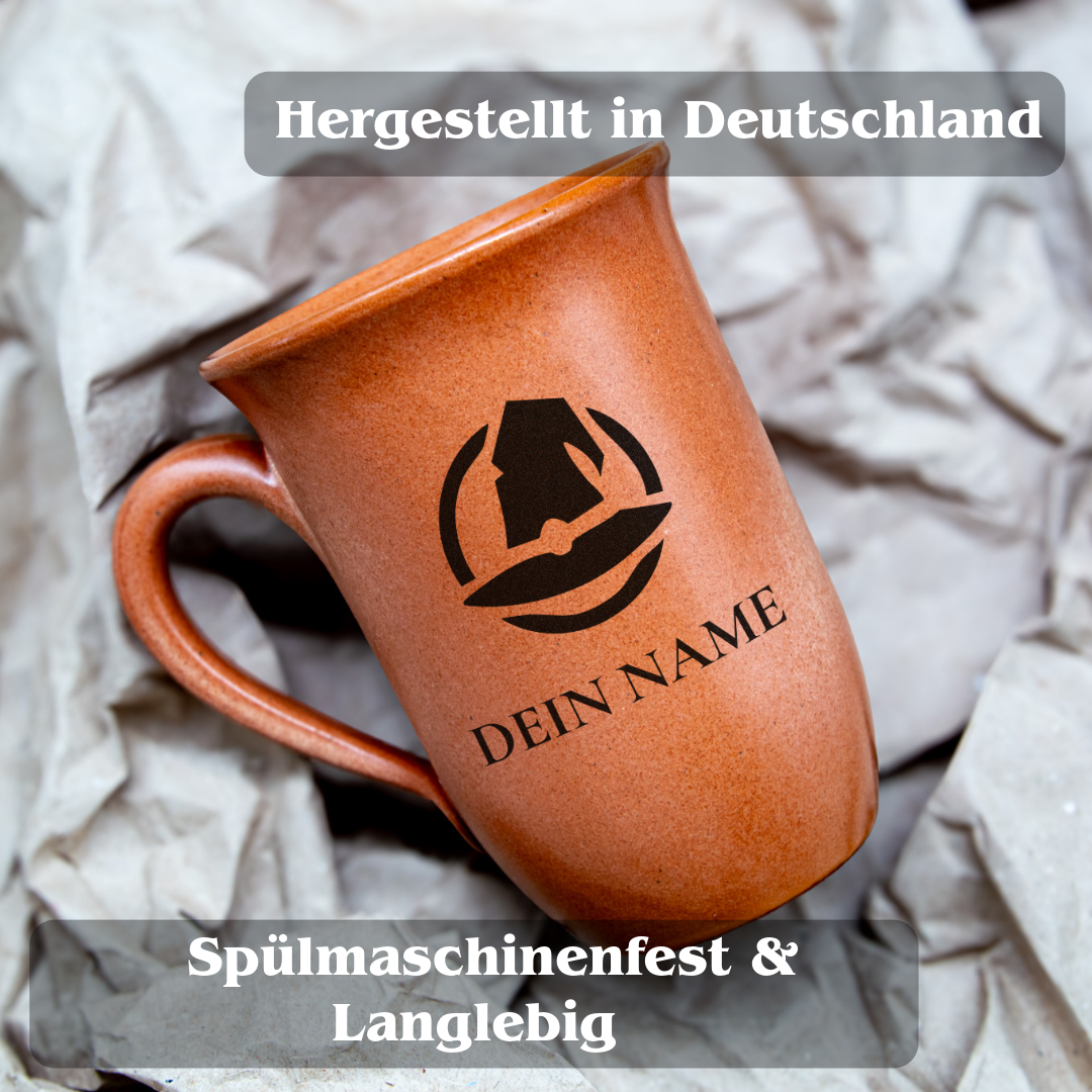 Tontasse 0,4L Magier – "Sandstein" mit personalisierter Gravur (Symbol + Name)