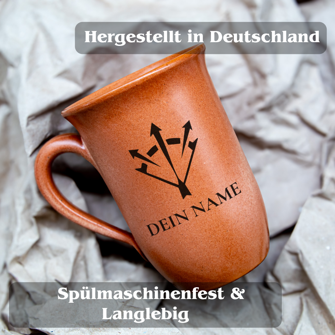 Tontasse 0,4L Waldläufer – "Sandstein" mit personalisierter Gravur (Symbol + Name)