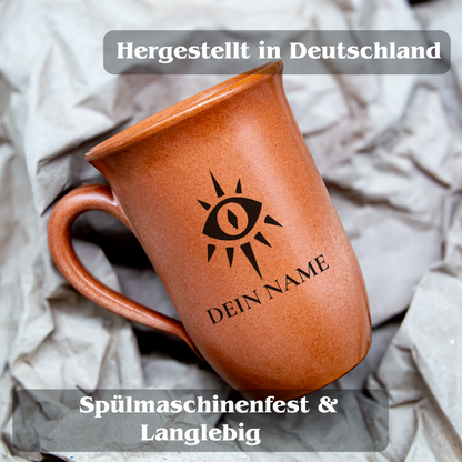 Tontasse 0,4L Zauberer – "Sandstein" mit personalisierter Gravur (Symbol + Name)