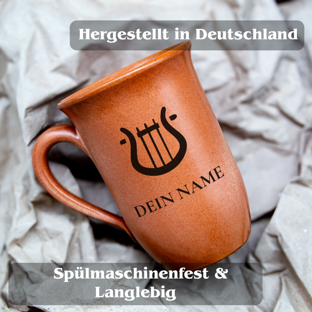Tontasse 0,4L Barde – "Sandstein" mit personalisierter Gravur (Symbol + Name)