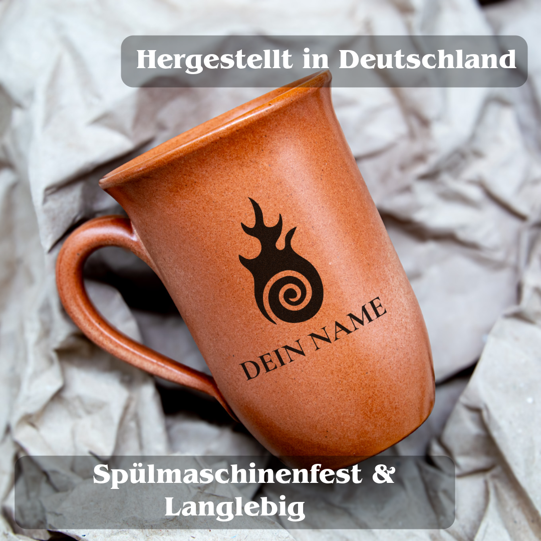 Tontasse 0,4L Hexenmeister – "Sandstein" mit personalisierter Gravur (Symbol + Name)