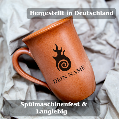 Tontasse 0,4L Hexenmeister – "Sandstein" mit personalisierter Gravur (Symbol + Name)