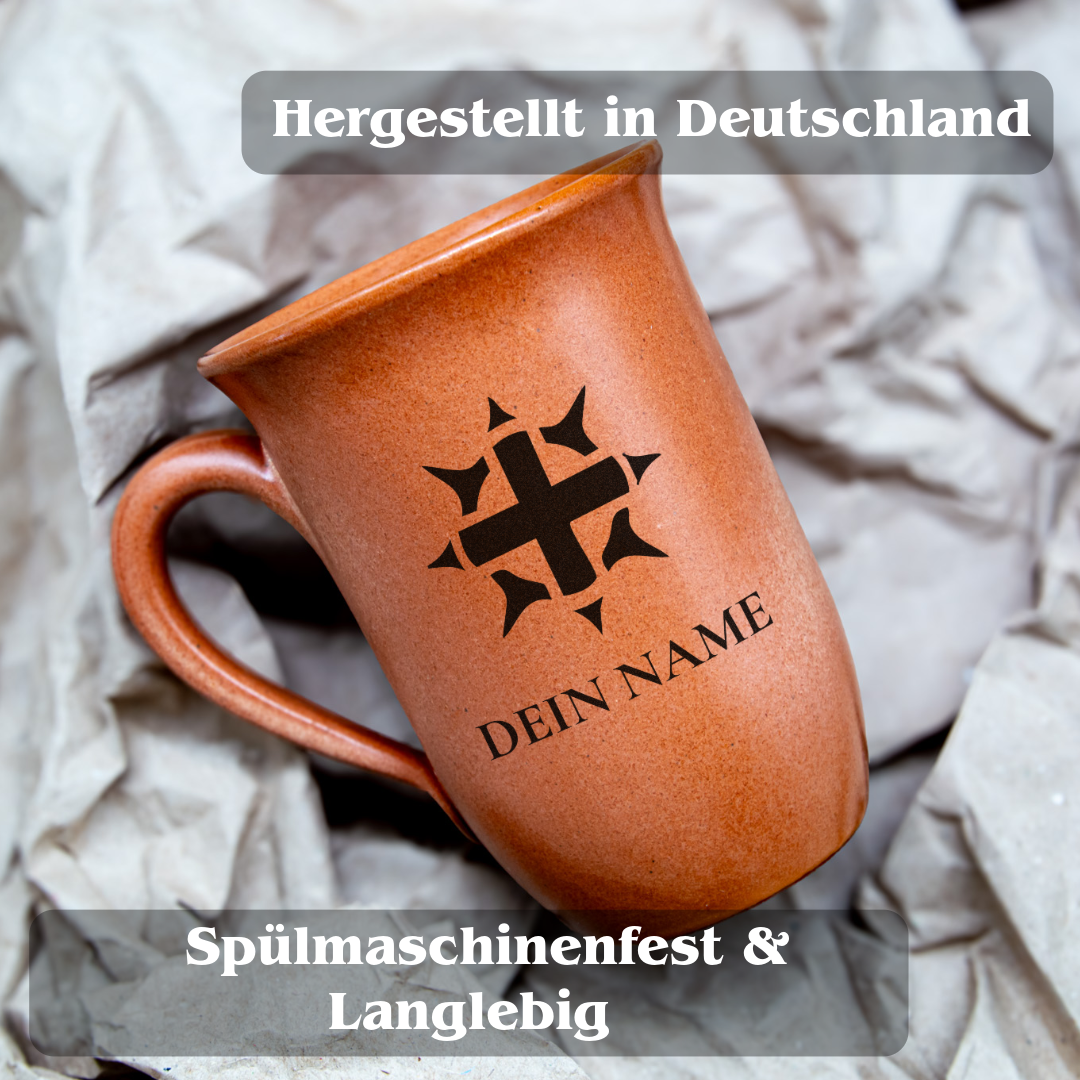 Tontasse 0,4L Kleriker – "Sandstein" mit personalisierter Gravur (Symbol + Name)