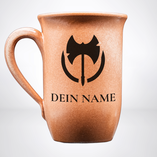 Tontasse 0,4L Barbar – "Sandstein" mit personalisierter Gravur (Symbol + Name)