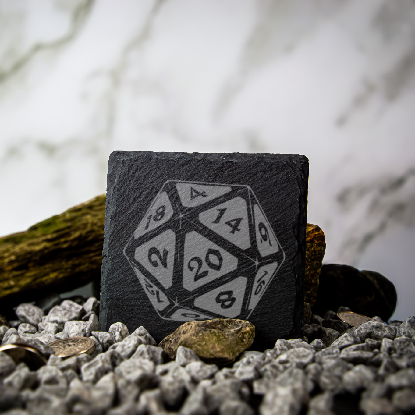 Untersetzer D20 aus Schiefer