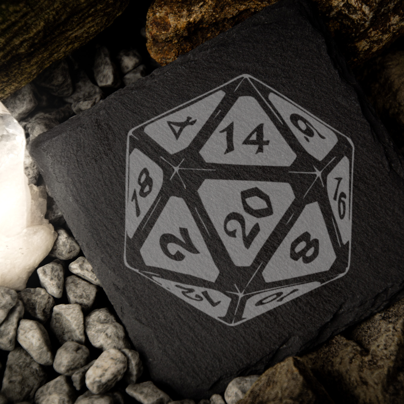 Untersetzer D20 aus Schiefer