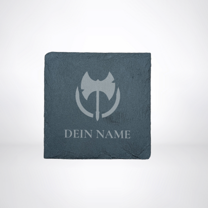 Getränke Untersetzer aus Schiefer - für LARP oder Pen & Paper mit Klassensymbol & Name