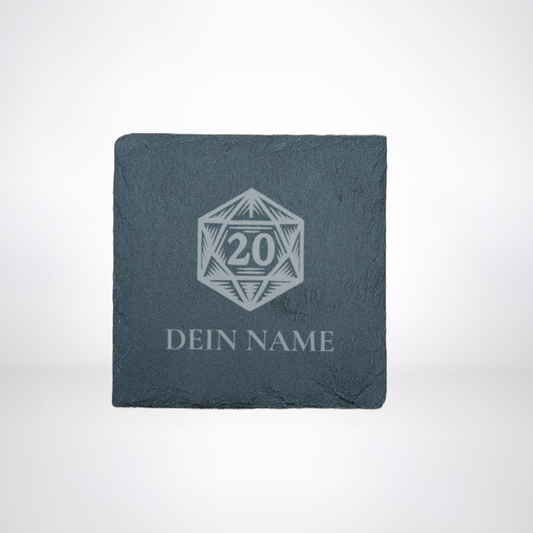 Getränke Untersetzer aus Schiefer - für LARP oder Pen & Paper mit Klassensymbol & Name