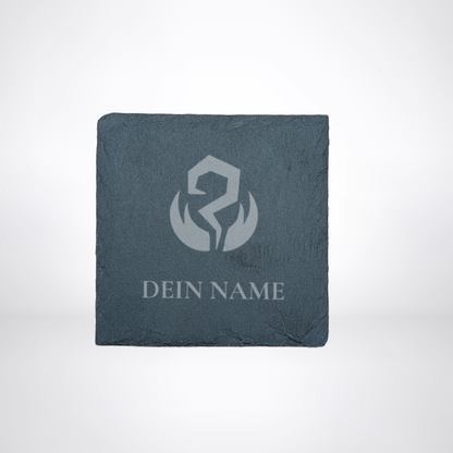 Getränke Untersetzer aus Schiefer - für LARP oder Pen & Paper mit Klassensymbol & Name