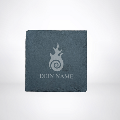 Getränke Untersetzer aus Schiefer - für LARP oder Pen & Paper mit Klassensymbol & Name