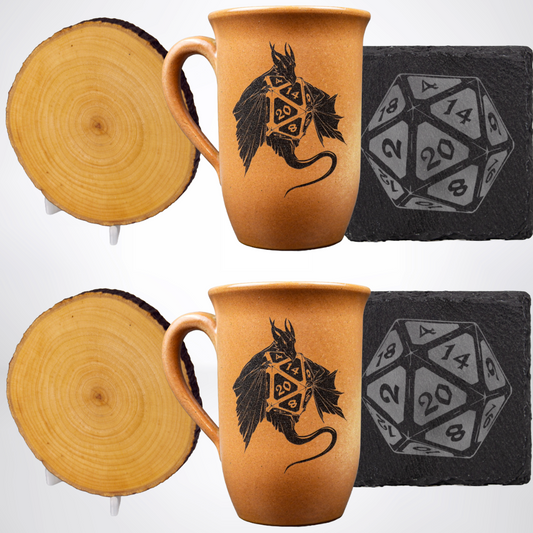 Gefährten-Set „Drachenschatz“ – 2-teiliges Tassen-Set mit Deckel & Untersetzer