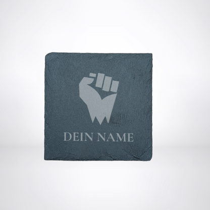 Getränke Untersetzer aus Schiefer - für LARP oder Pen & Paper mit Klassensymbol & Name
