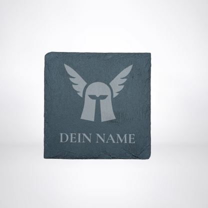 Getränke Untersetzer aus Schiefer - für LARP oder Pen & Paper mit Klassensymbol & Name
